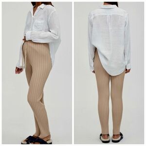 Legoe Heritage Pants Maternity Nude Beige Ribbed Knit Straight Leg size 4 US 12